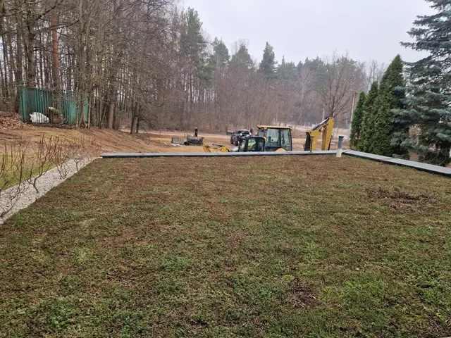 Zielony dach z rozchodnika nad garażem